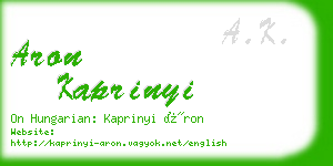 aron kaprinyi business card